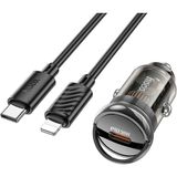 MidasTech Hoco Z53 Sight Single PD30W Type-C Girişli Araç Çakmaklık Hızlı Şarj Aleti + Type-C To iPhone - 1 - Renkli