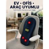 MidasTech Isıtmalı Bel Masaj Minderi Ev Ofis Araç Uyumlu Titreşimli Destek Midiastech