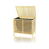 MidasTech Kalın Ahşap Bambu Kirli Çamaşır Sepeti Siyah Kumaş Çantalı SEPET=50X38X55CM (4887) Midastec
