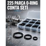 MidasTech Organizer Kutulu O-Ring Conta Seti 225 Parça | Dayanıklı Kauçuk Sızdırmazlık Contaları Midas - Çok Renkli