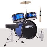 Midex CD300X-BL Akustik Çocuk Baterisi Davulu Seti 5-14 Yaş İçin Full Set
