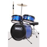 Midex Cd300x-blue Akustik Junior Çocuk Baterisi Davulu 5-14 Yaş Için Full Set