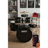 Midex CD500X Akustik Çocuk Baterisi Davul Seti, 5-18 Yaş, Siyah, Full Set