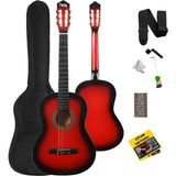 Midex CG-270RD Kırmızı Renk Klasik Gitar 4/4 Yetişkin Boy Sap Ayarlı Full Set - Kırmızı - Siyah