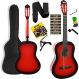 Midex CG-36RD Kaliteli 36 İnç 3/4 Juniur Çocuk Gitarı 8-12 Yaş Arası (Çanta Askı Capo Nota Sticker Pena Metod) - Kırmızı