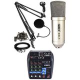 Midex CX1 Condenser Mikrofon Ses Kartlı Mikser + Stand + Filtre