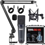 Midex Cx2-Q Pro Set Üst Seviye Condenser Stüdyo Ses Kayıt Mikrofonu standı seti - Siyah