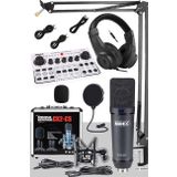 Midex CX2 White Power Paket-6 Stüdyo Mikrofon Şarjlı Ses Kartı Kulaklık Stand (Kayıt ve Canlı Yayın)