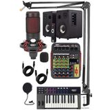 Midex Cxn-30 Paket-7 Midi Klavye 5 Kanal Stüdyo Kayıt Mikserli Referans Monitörlü Condenser Mikrofon Seti