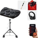 Midex DDX-105ST Profesyonel Standlı Dijital Davul Şarjlı Elektronik Bateri Bluetooth (Davul Stand Kulaklık Baget) - Siyah - Paket-2(Ana Varyant)