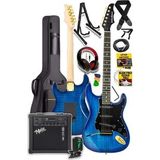 Midex GLC-40BL-AMP Elektro Gitar Seti 25 WATT Şarjlı BT Amfi Kulaklık ve Full SET