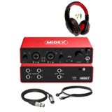 Midex GLX-900HD PRO Üst Segment Usb Stüdyo Ses Kartı 4 Giriş 4 Çıkış (Kulaklık ve Kablo)