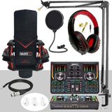 Midex Gmx-1 Titanium Set Efektli Ses Kartı Mikrofon Kulaklık Stand Kayıt Canlı Yayın (Pc ve Telefon) - Siyah
