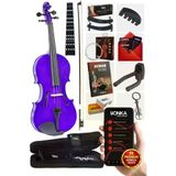 Midex HGA44PU-PAK Mor 4/4 Tam Boy Keman Seti (Yastık Susturucu Çanta Yay Reçine Yedek Tel Metod)