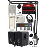 Midex Impressive Paket-4 Studyo Ekipmanlari Seti (Monitor Mikrofon Ses Karti Kulaklik Midi Klavye)