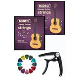 Midex KGX-10MC Klasik Gitar Teli Takımı Pena Kapo (Capo) Seti