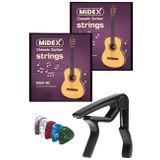 Midex KGX-10MC Klasik Gitar Teli Takımı Pena ve Metal Kapo (Capo) Seti