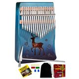 Midex KLX-510 Hakiki Ağaç Geyik Desenli Kalimba 17 Tuşlu