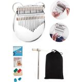Midex KLX-6000 Şeffaf Cam Kalimba Paslanmaz Çelik 17 Tuşlu Çekiç Çanta Metod Full Set - Beyaz