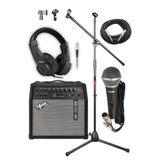 Midex MGA-50BK-PAK Elektro Gitar Amfisi 50 Watt USB Bluetooth Şarjlı 4 girişli (Mikrofon Kulaklık Stand Kablo)