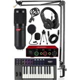 Midex Midi Paket-1 Stüdyo Ekipmanları Seti Ses Kartı Midi Klavye Mikrofon Kulaklık