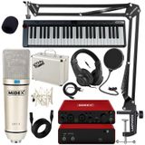Midex Midi Paket-4 Studyo Ekipmanlari Seti Ses Karti Midi Klavye Mikrofon Kulaklik
