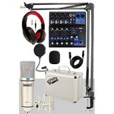 Midex Mix Paket-4 Stüdyo Podcast Kayıt Ekipman Seti CX1 Mikrofon Mdx-06fxu Mixer