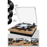 Midex Mtx-256X Nostaljik Pikap Plak Çalar (Şarjlı Bluetooth Aux Hoparlörlü 3 Devir) İğne Dahil - Ahşap