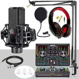 Midex MX-2020 Titanium Set Efektli Ses Kartı Mikrofon Kulaklık Stand Kayıt Canlı Yayın (Pc ve Telefon) - Siyah - Paket-3