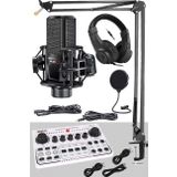 Midex MX-2020 White Power Paket-2 Stüdyo Mikrofon Şarjlı Ses Kartı Kulaklık Stand (Kayıt ve Canlı Yayın)