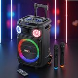 Midex MXR-1100 Taşınabilir Seyyar Mikrofonlu Işıklı Akülü Ses Sistemi Hoparlör (1100 Watt) - Siyah - 1100W