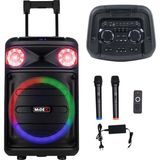 Midex MXR-1300 FM Radyolu Mikrofonlu Şarjlı Portatif Taşınabilir Ses Sistemi Hoparlör 1300W - Siyah