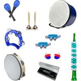 Midex Örf Aletleri Seti Median Paket-1 Maracas Zil Kastanyet Ritim Seti Mızıka Davul Tef (9 Parça)