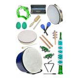 Midex Örf Aletleri Seti Median Paket-3 Maracas Zil Melodika Üçgen Ritim Mızıka Davul Tef (13 Parça)