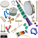 Midex Örf Aletleri Seti Over Paket-2 Marakas Zil Üçgen Ksilofon Melodika Mızıka Davul Flüt (20 Parça)