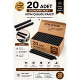 Midex Örf-Bt-25Bk-10X Siyah Ritim Çubuğu Örf Aletleri Seti 25 Cm Karbon Fiber Toptan Paket (10 Çift Tek Renk)