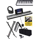 Midex PLX-100BK-ST Taşınabilir Dijital Piyano Tuş Hassasiyetli 88 Tuş Bluetooth Şarjlı (STAND Sustain Kulaklık Çanta Met