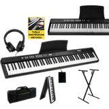 Midex PLX-80BK-ST Taşınabilir Katlanır Dijital Piyano Tuş Hassasiyetli 88 Tuş Bt - Stand Sustain Kulaklık Çanta Metod - Siyah