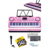 Midex PS-1500PK Başlangıç İçin 61 Tuşlu Org Pembe Renk Notalık Adaptör Mikrofon