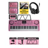 Midex PS-1500PK-H Başlangıç İçin Pembe 61 Tuşlu Org Kulaklık Notalık Mikrofon Metod