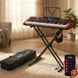Midex PS-5200RD-HS Pro Org 61 LED Işıklı Tuş Hassasiyetli Bluetooth Midi Kulaklık Stand - Kırmızı