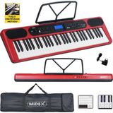Midex PS-5200RD Pro Org 61 LED Işıklı Tuş Hassasiyetli Bluetooth Midi - Kırmızı