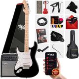 Midex RPH-31WB-50AMP Solak Elektro Gitar 50W Amfili Full Set - Siyah - Beyaz