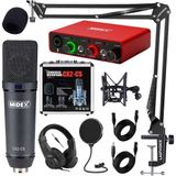 Midex Stüdyo Ekipmanları Exclusive Paket-2 Cx2 Mikrofon GLX-700RD Ses Kartı Stüdyo Kayıt Seti - Mat Kırmızı