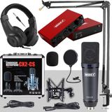 Midex Stüdyo Ekipmanları Exclusive Paket-4 Cx2 Mikrofon GLX-800 Ses Kartı Stüdyo Kayıt Seti - Siyah