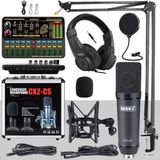 Midex Stüdyo Ekipmanları Private Paket-2 Cx2 Mikrofon VS11 Ses Kartı Stüdyo Kayıt Seti - Mat Kırmızı