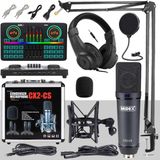 Midex Stüdyo Ekipmanları Private Paket-5 Cx2 Mikrofon VS22 Ses Kartı Stüdyo Kayıt Seti - Siyah