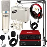 Midex Superior Pack-3 Stüdyo Kayıt Ekipmanları GLX-800 Ses Kartı Cx1 stüdyo Mikrofon - Siyah - Paket-3