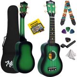 Midex UKX-500GR Sunburs Efektli Maun Soprano Ukulele Full Set - Yeşil
