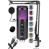 Midex V5 RGB Set USB Oyuncu ve Yayıncı Mikrofonu Condenser Stüdyo (Kayıt Gaming Tiktok Twitch Canlı yayın Discord Youtub